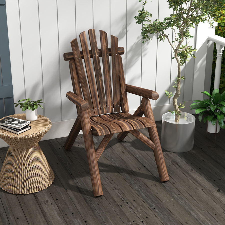 Outsunny Adirondack Gartenstuhl aus Tannenholz mit Armlehnen, braun, B/T/H: 83 x 68 x 101 cm - Bild 2