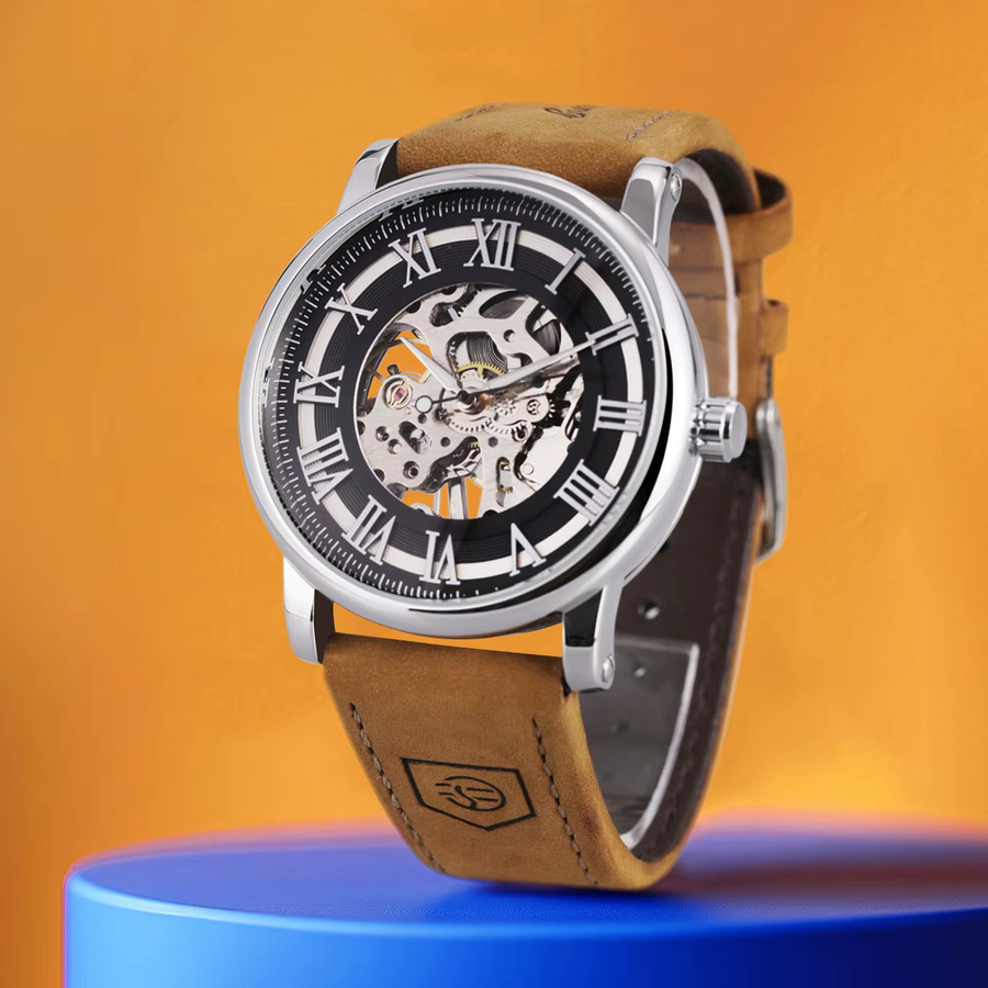 Forsining Armbanduhr, Handaufzug, Leder, Schwarz, Herren - Bild 2