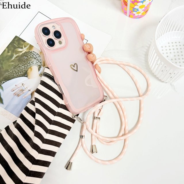 Stoßfeste Samsung Crossbody-Hülle mit Lanyard und Wellenmuster in Transparent Purple - Bild 1
