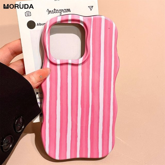 NUCWIN Glänzende Zweifarbige Streifen-Hülle für iPhone 12 13 14 15 16 17 Pro Max Air in Pink Multicolour Ultra Dünne Stoßfeste Schutzhülle - Bild 1