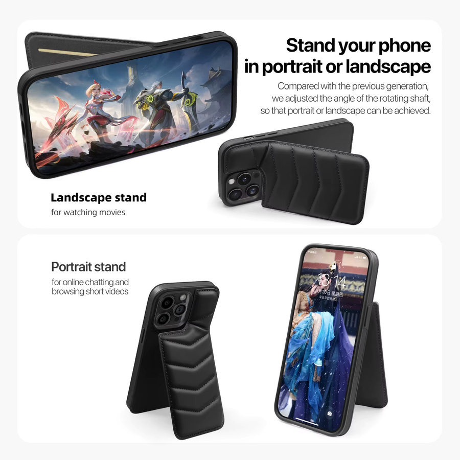 NMEGOU Down Jacke Handyhülle mit RFID-Blocking und MagSafe Kartenhalter für iPhone 15 14 13 12 11 Pro Max Plus in Schwarz oder Braun - Bild 6