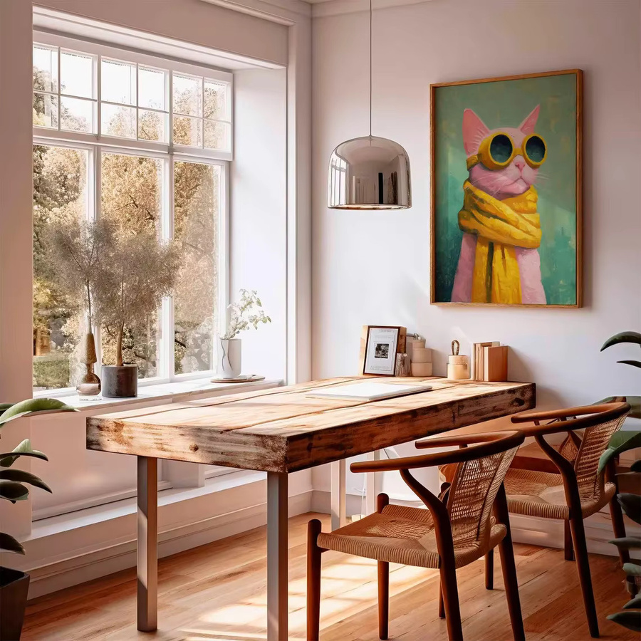 Pop-Art Katzenposter von SHENCHEN mit rosa Katze in Sonnenbrille als lustige Wandkunst aus Papier - Bild 2
