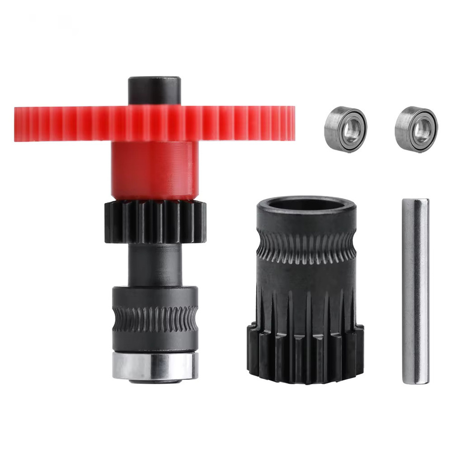 Haldis 3D Getriebesatz für DDB Voron Cw1 Cw2 Extruder mit integrierter Welle und Direktantriebsrad aus vernickeltem gehärtetem Stahl in Silber und Rot - Bild 2