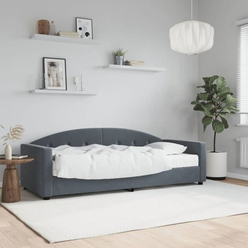 vidaxl Polsterbett Tagesbett mit Matratze aus Samt in Anthrazit Grau B/T/H: 80 x 200 cm - Bild 1