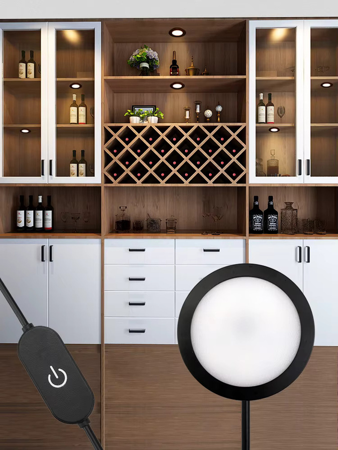 ANMIEPY LED-Unterschranklampe rund in Schwarz für Kleiderschrank und Küchenschrank-Innenbeleuchtung mit 5 W - Bild 4