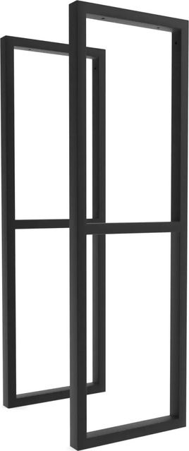 HEVVA Gestell NECKAR Doppel-Waschtisch 2er Set Schwarz matt Metall Wandmontage Tiefe: 25 cm - Bild 1