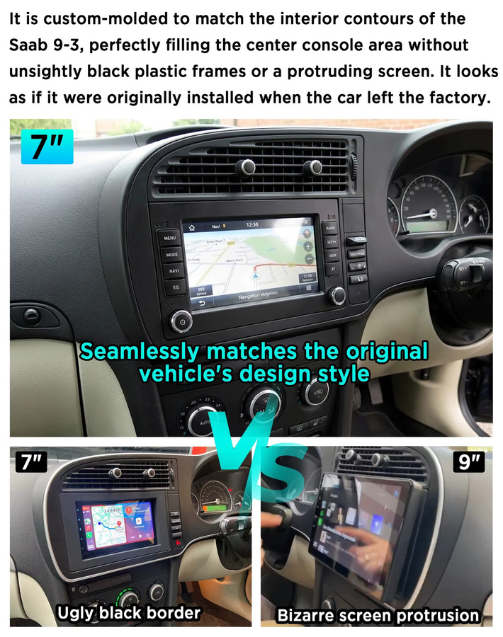 WITSON Android Autoradio im OEM-Style für SAAB 9-3 (2007-2012) mit 7 Zoll Display, WLAN, GPS und CarPlay in Schwarz - Bild 3