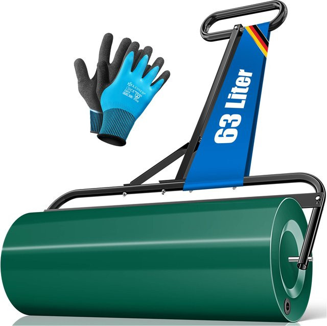 KESSER Rasenwalze aus Metall mit Handschuhen, befüllbare Gartenwalze und Ackerwalze für Rasenroller und Rasenpflege - Bild 1