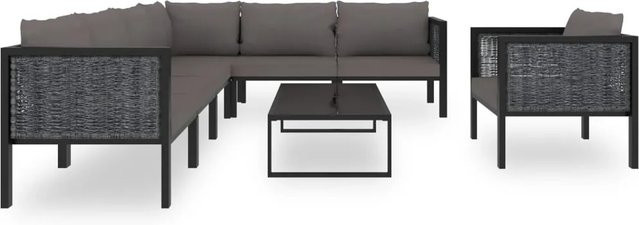 vidaXL 8-tlg Garten-Lounge-Set in L-Form mit Auflagen aus Poly Rattan und Aluminiumgestell in Anthrazit - Bild 1