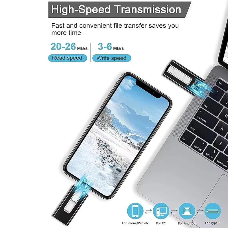 OnePlus 4-in-1 OTG USB 3.0 Flash-Laufwerk mit USB-C und Micro-USB, 512 GB, Blau - Bild 5