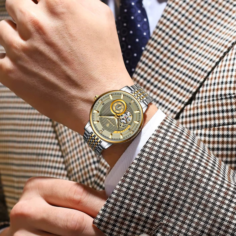 POEDAGAR Armbanduhr, Automatik, Edelstahl, Silber, Herren - Bild 6