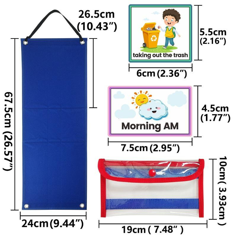 Yiran bag Visueller Zeitplan Tagesablauf-Diagramm mit 70 Karten Kalender Tasche Lernwerkzeug - Bild 1