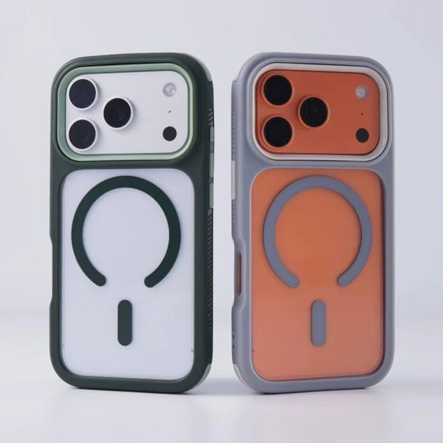 Transparente magnetische 3-in-1 Schutzhülle für Apple iPhone 11 bis 17 Pro Max Plus, stoßfest und kabelloses Laden kompatibel, Farbe: Transparent/Grau - Bild 1