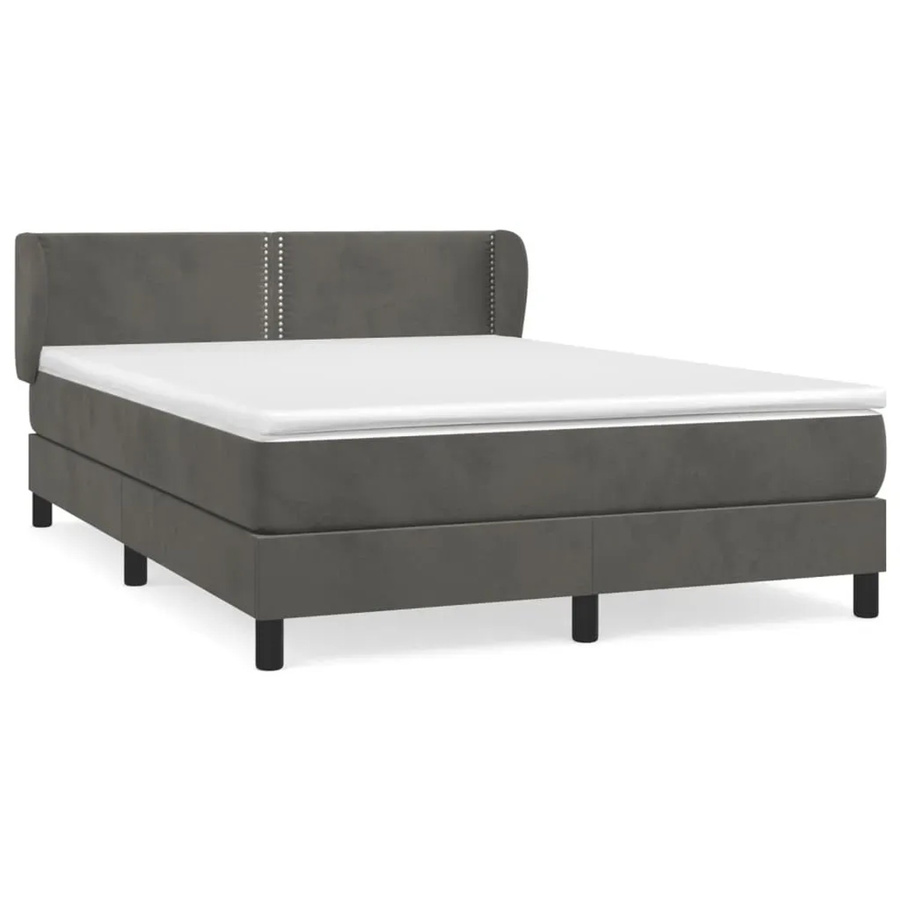 vidaXL Boxspringbett mit Matratze in Dunkelgrau aus Samt, Hybridbett mit Taschenfederkern, B/T: 140 x 190 cm - Bild 2