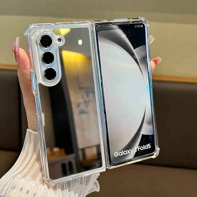 Loobival Spiegel-Schutzhülle für Samsung Galaxy Z Fold 7 6 5 4 3, transparente ultradünne Hartschale mit Airbag-Stoßdämpfung - Bild 1