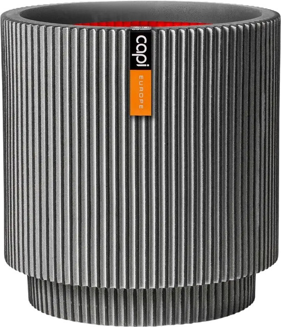 Übertopf Aplanta Groove Zylinder in Anthrazit, Breite: 36 cm, Höhe: 38 cm - Bild 1