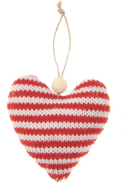 Rico Design Weihnachtliches Strickherz als Anhänger, gestreift in Rot-Weiß - Bild 1