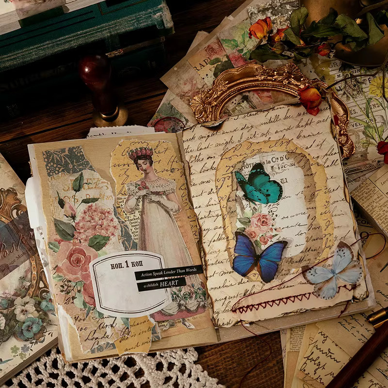 100 Teile Vintage Scrapbooking Dekopapier in Multicolour für Collage und Journaling - Bild 3