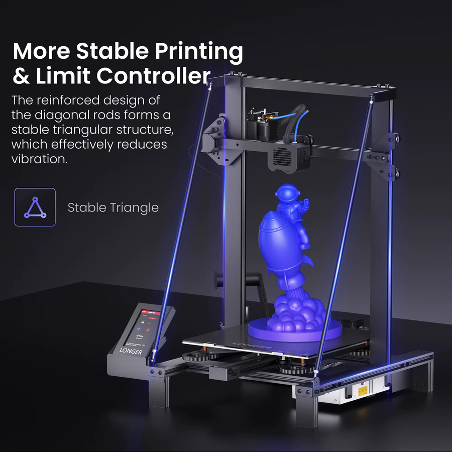 Longer LK5 PRO FDM 3D-Drucker in Schwarz mit Dreieckigem Design, Doppellüfter und 4,3 Zoll Farb-Touchscreen, Druckbereich B: 30 cm, T: 30 cm, H: 40 cm - Bild 2