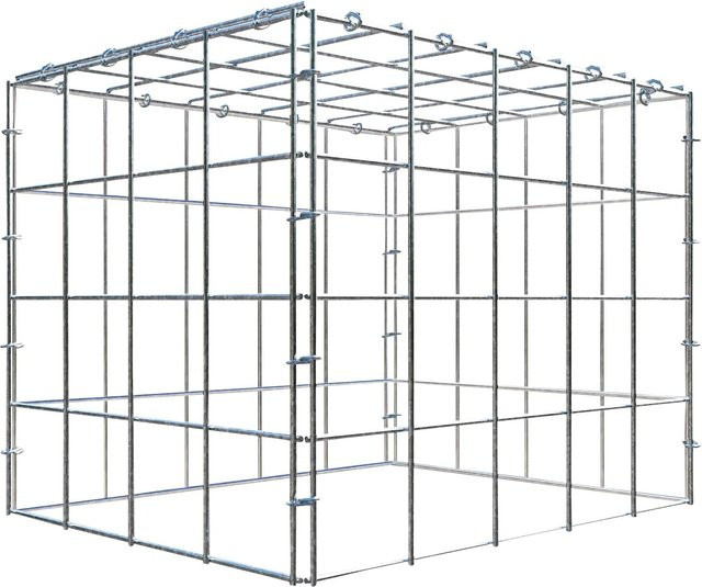 Gabiona C-Ring Anbaukorb Typ 3 in Silbergrau mit 10 x 10 cm Maschenweite, B/T/H: 40 x 50 x 40 cm - Bild 1