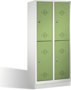 C+P Doppelstockspind Classic auf Sockel mit 4 Fächern, Front Resedagrün und Korpus Lichtgrau, H: 180 cm, B: 81 cm, T: 50 cm - Bild 1