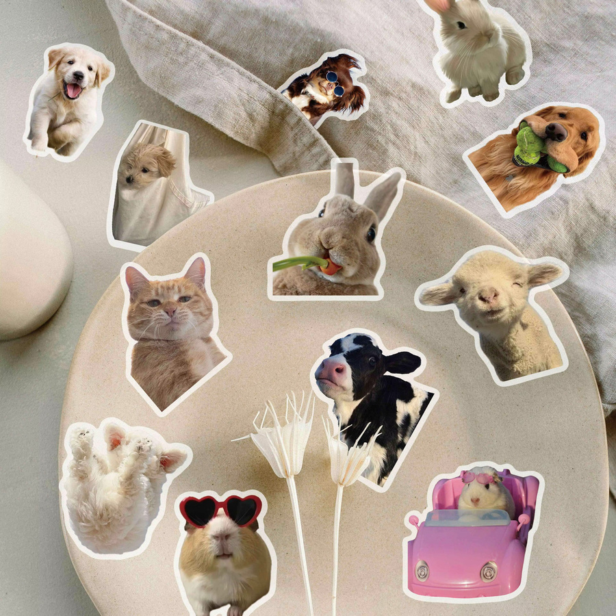 50 Stück wasserfeste Hunde- und Katzen-Aufkleber mit lustigen Haustier-Emojis in Multicolour von RecordingYourLife Store - Bild 4