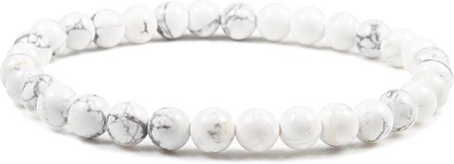 Armband, Naturstein Perlen, Vulkanische Lava, Tigerauge, Weiß, Unisex, 17cm - Bild 1