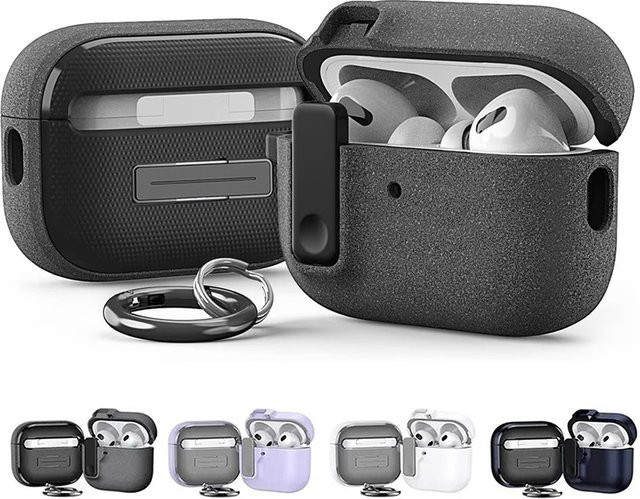 Stoßfeste Schutzhülle mit Sicherheitsschloss-Schnalle für Apple AirPods 3, 4 und AirPods Pro 2 in Weiß - Bild 1