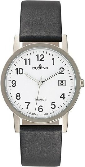 Dugena Armbanduhr, Quarz, Titan, Leder, Weiß, Schwarz, Herren - Bild 1