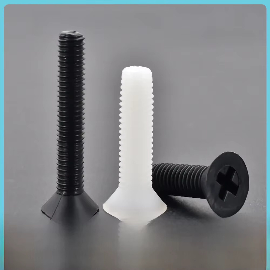 LDQUO ERICS Senkkopfschrauben aus Nylon in Weiß und Schwarz, Kreuzschlitz Flachkopfschrauben M2 bis M8, Länge: 4 bis 40 mm - Bild 1