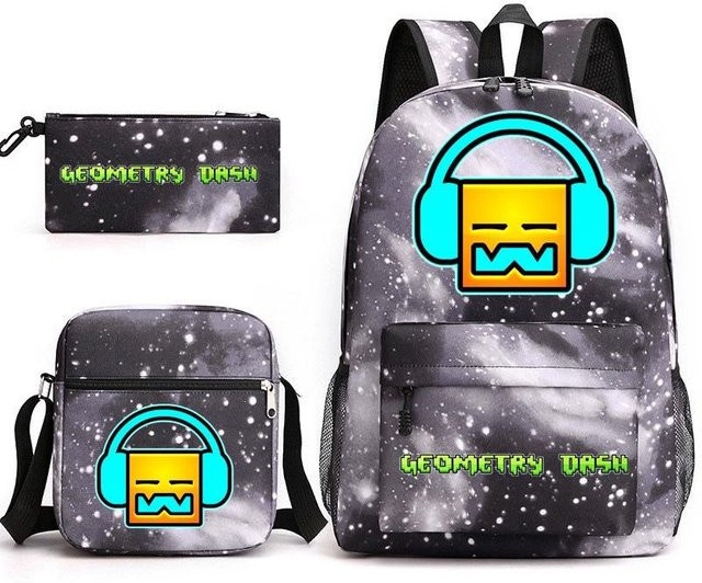 3-teiliges Schulrucksack-Set für Schüler aus Oxford-Stoff mit Schultasche, Schultergurt und Federmäppchen in Multicolour - Bild 1
