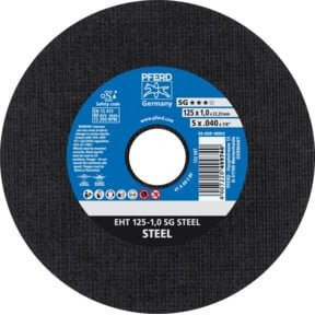 PFERD Trennscheibe EHT Leistungslinie SG STEEL für Stahl, Durchmesser: 125 mm, Dicke: 1,0 mm, Bohrung: 22,23 mm, Farbe: Schwarz - Bild 1