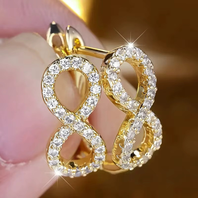 Huitan Creolen, achtförmig, Zirkonia, Gold, Damen - Bild 2