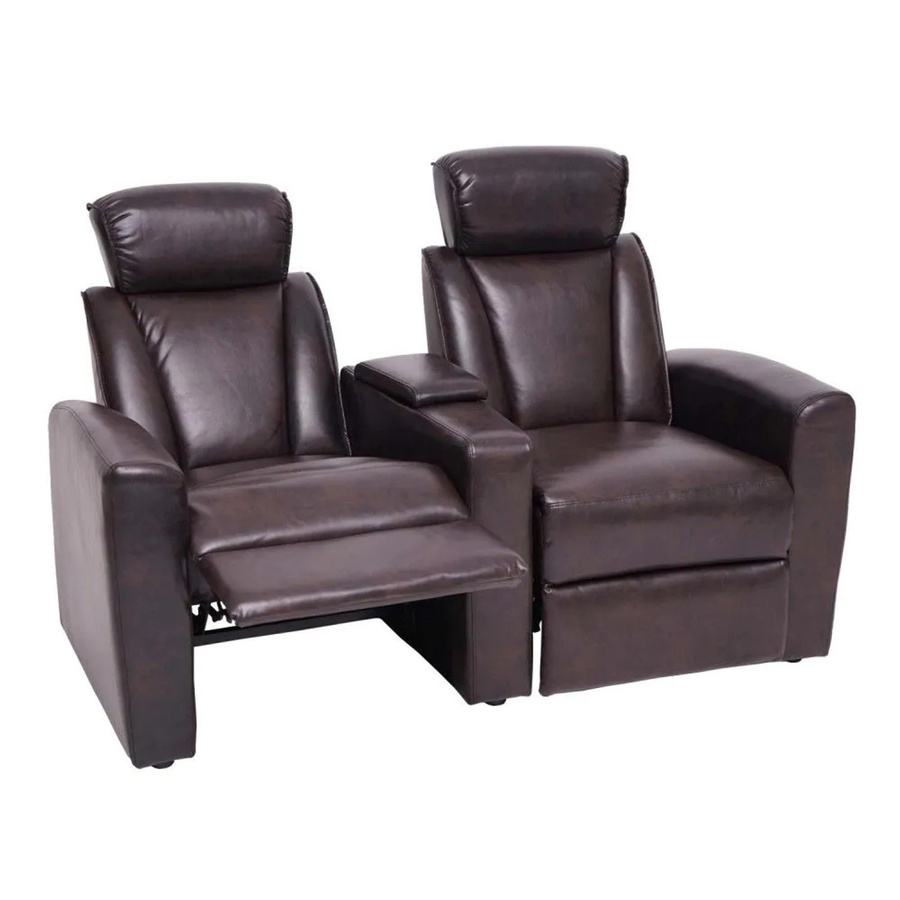 MCW 2er Set Kinosessel MCW-H30 als Zweisitzer Relaxsessel in Braun mit Kunstleder und Staufach - Bild 2