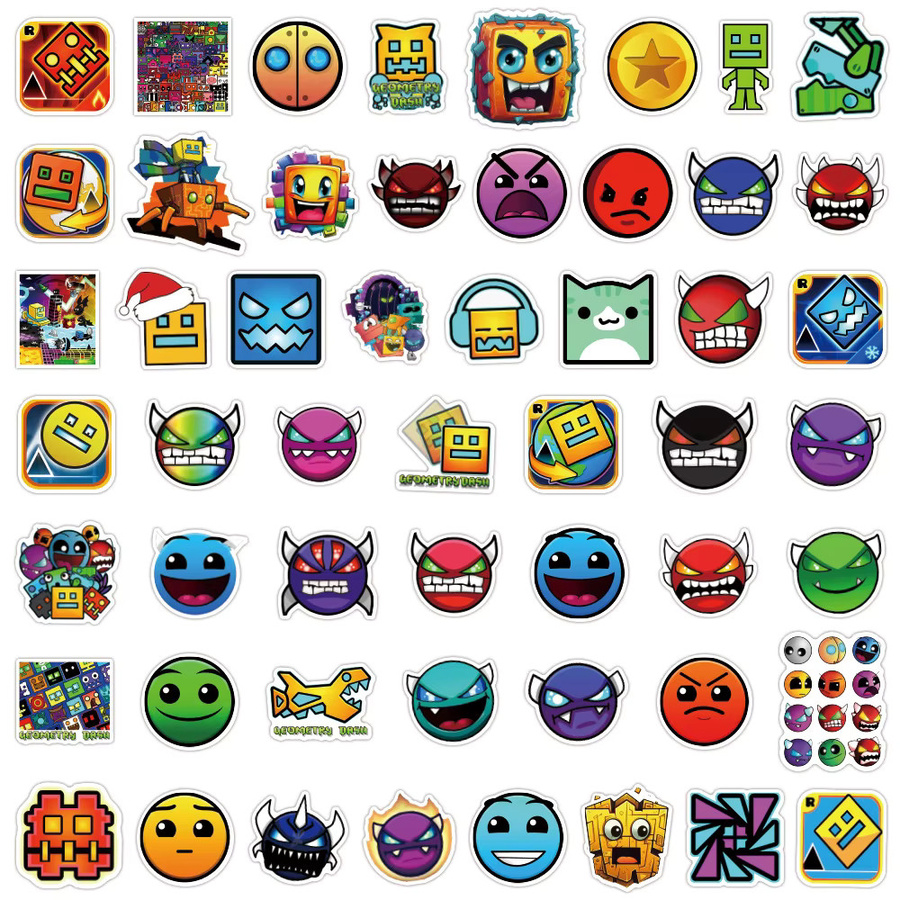 Bandai Geometry Dash Cartoon Sticker Set für Skateboard, Handy und Laptop in Multicolor - Bild 4