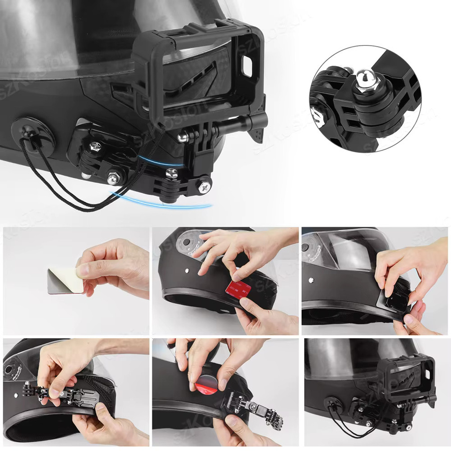 Motorrad Helm Kit Kinn Halterung für GoPro Hero 13 12 11 10 9, Insta360 und DJI Action 5, Farbe: Schwarz - Bild 6