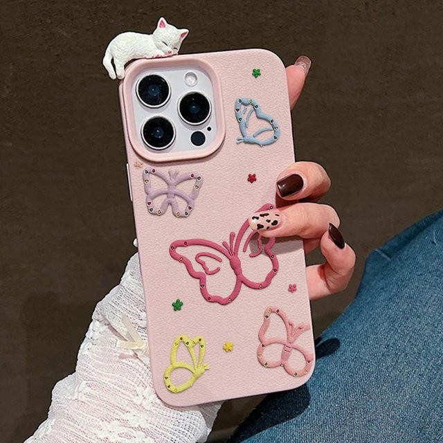 Bunte Silikonhülle mit Schmetterlings-Design für dein iPhone, stoßfest und weich, mehrfarbig - Bild 1