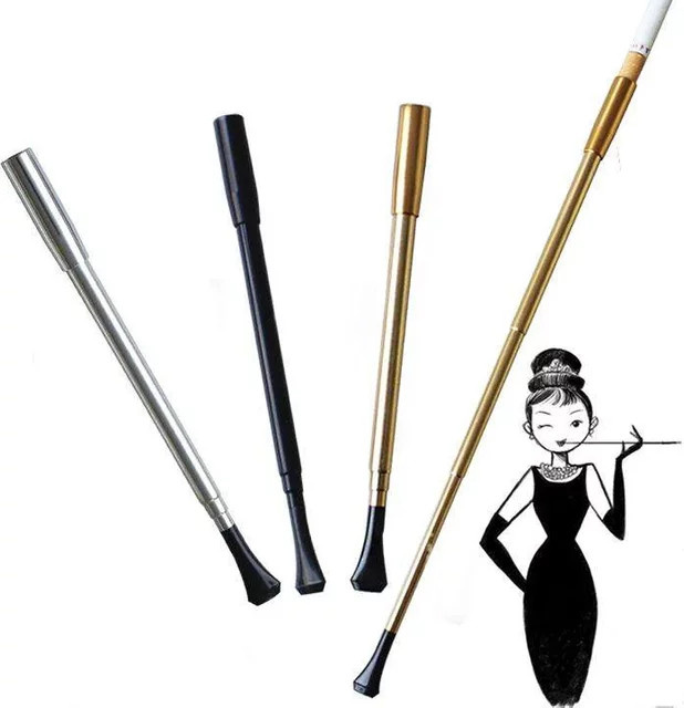 Cattabby Versenkbarer Zigarettenspitzen Halter für Damen in Gold, Teleskop-Stange im Vintage-Stil - Bild 1