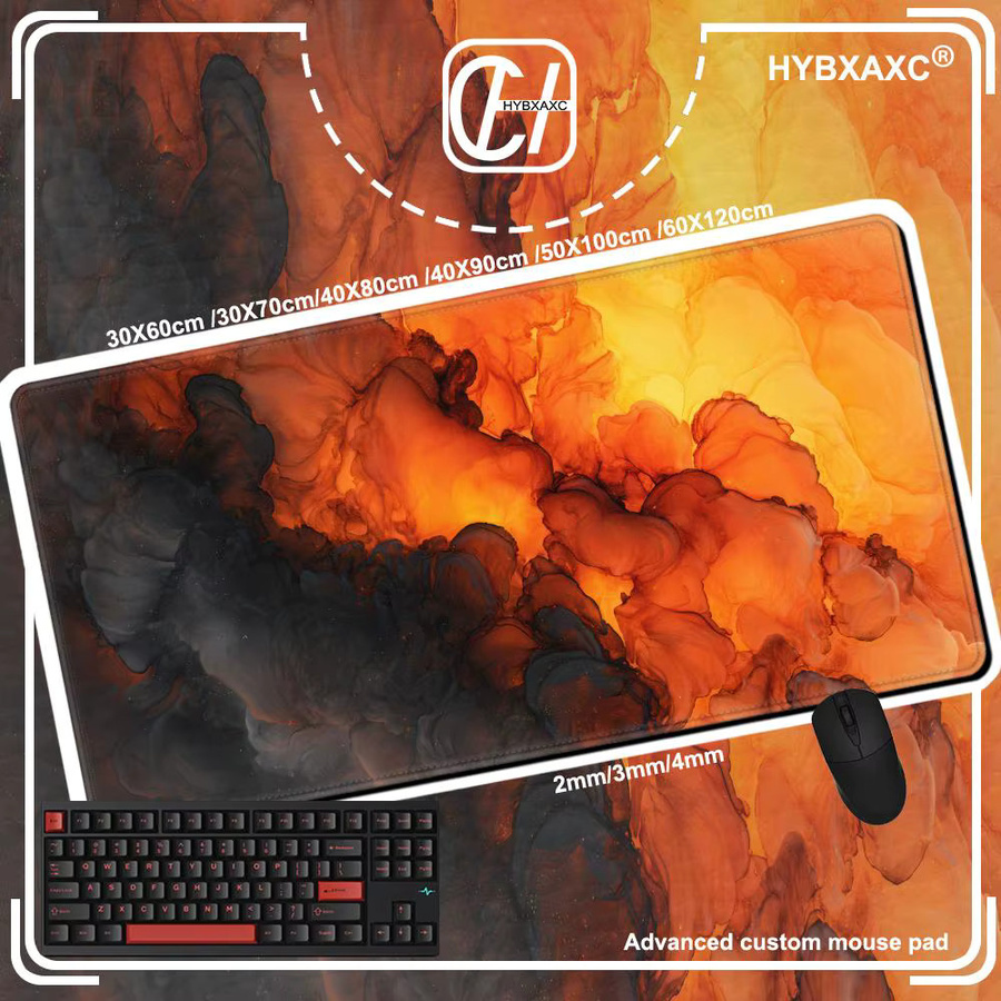 Sparks Gaming-Mauspad mit abstraktem Wolken-Design in Gold und Orange, B/T: 80 x 30 cm - Bild 3