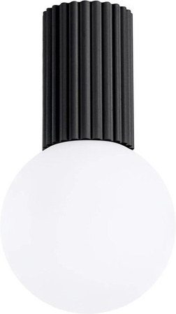 Licht-Erlebnisse Deckenlampe für das Badezimmer in Schwarz und Weiß, moderne runde Glas-Aluminium Leuchte mit G9 Fassung, IP44 Schutzart, Durchmesser: 12 cm