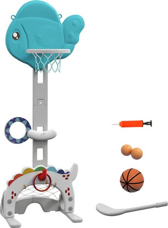 AIYAPLAY 5 in 1 Kinder Basketballkorb, Höhenverstellbar, ab 3 Jahre, Blau+Grau