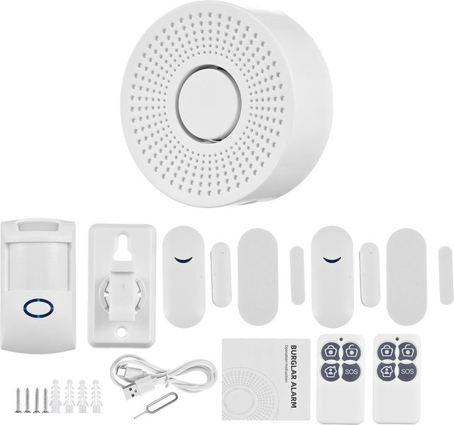TOMTOP JMS Home Security System WiFi mit Tuya App Überwachung und Drahtlosem Empfänger, Weiß - Bild 1