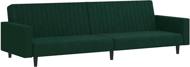 vidaXL Schlafsofa 2-Sitzer Dunkelgrün Samt mit Click-Clack-Funktion und Armlehnen - Bild 1