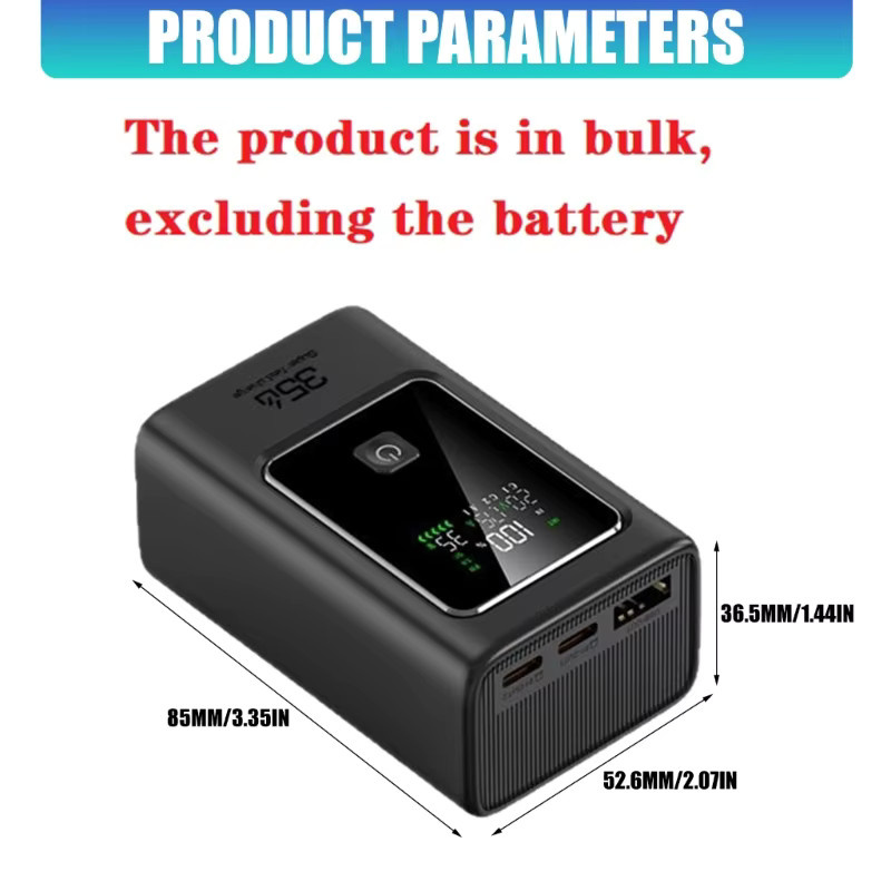 OOTDTY 35W Schnellladende Powerbank-Hülle mit Dual-USB-Typ-C-Anschluss in Grau für iPhone, Xiaomi und Huawei - Bild 5