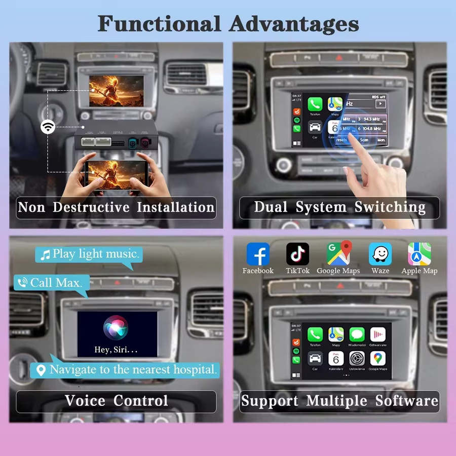 BONROAD Wireless CarPlay und Android Auto Interface für Volkswagen VW Touareg RNS850 mit Mirror Link, Airplay, Bluetooth und GPS in Schwarz - Bild 4
