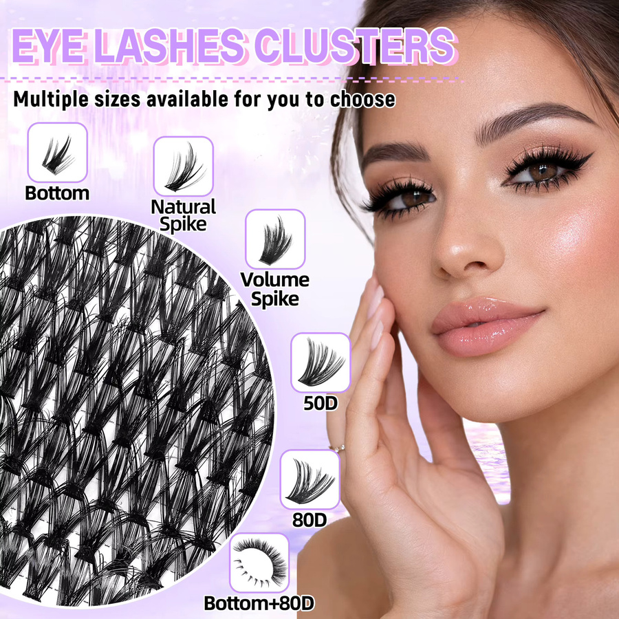 EIMNY Wimpern-Set Manga Spike Cluster, 41 Reihen, D-Curl, Natürlich - Bild 3