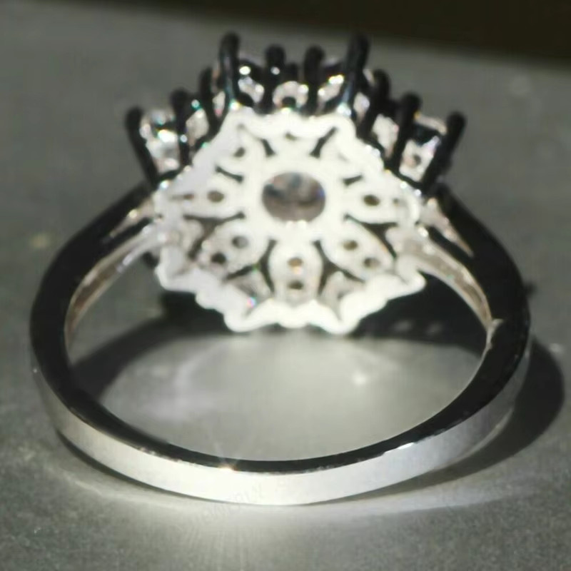 Huitan Ringe, Kristall, Blume, Silber, Damen - Bild 2