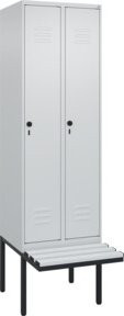C+P Spind Classic PLUS Spind mit Sitzbank, 2 Abteile, Lichtgrau, B/T/H: 212,0 x 60,0 x 81,5 cm - Bild 1