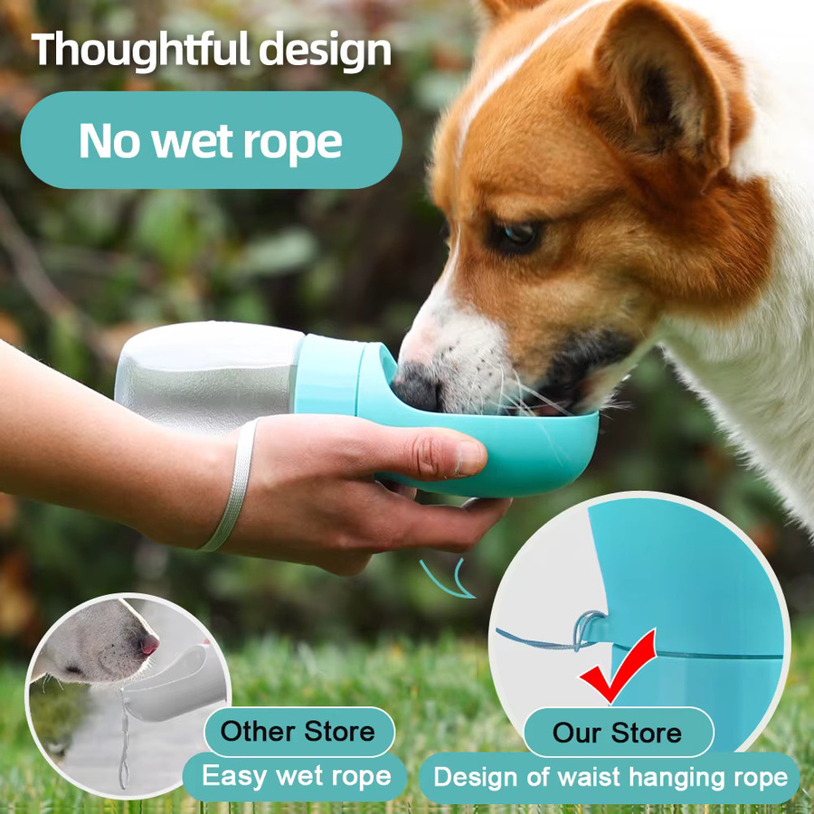 Holapet Tragbare Hundetrinkflasche mit Trinkschale für Hunde und Katzen in Weiß und Türkis, 300ml bis 500ml - Bild 4