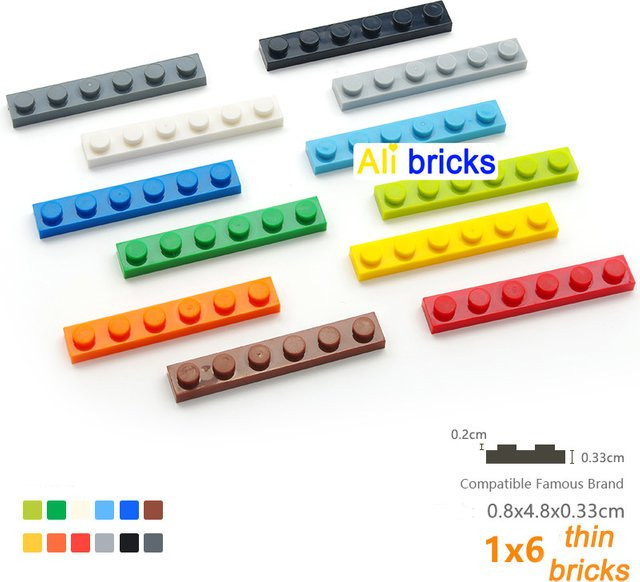 JIAJIALE DIY Bausteine dünne Figuren Ziegel, 100-teiliges Set, 12 Farben - Bild 1